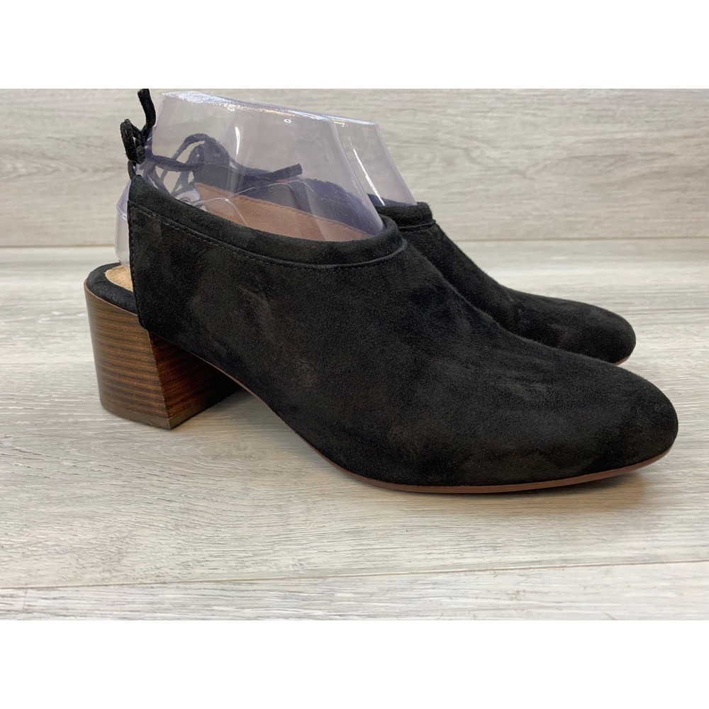 Sofft Women's Black Suede Slingback Block Heel Mules 9 Comfort Casual Shoes
